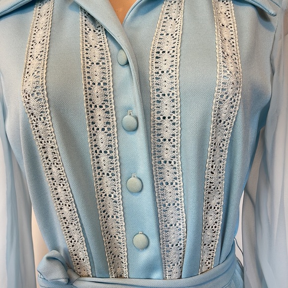 Gorgeous  Vintage  Long baby blue color women’s Dress Size L” - Picture 3 of 15